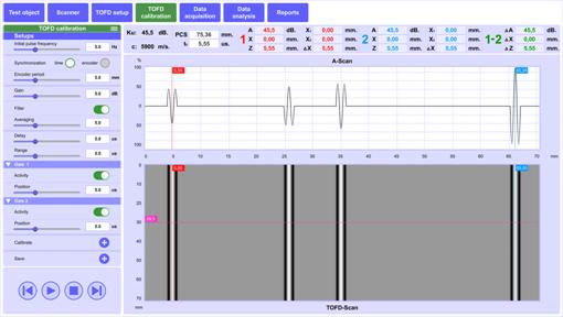 Модуль «Калибровка TOFD» системы для контроля сварных швов TOFD PRO